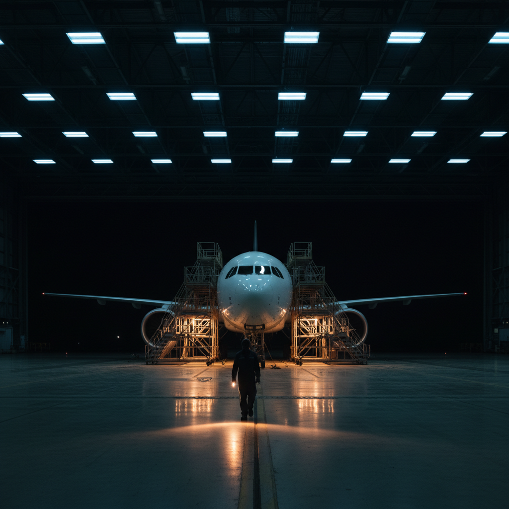 Aircraft maintenance hangar — technical fault context